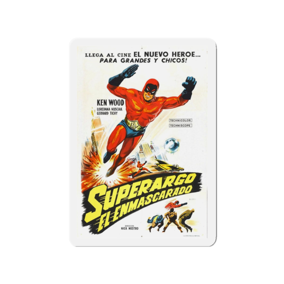 SUPERARGO VS DIABOLICUS (2) 1966 Movie Poster - Refrigerator Magnet-2" x 2"-The Sticker Space