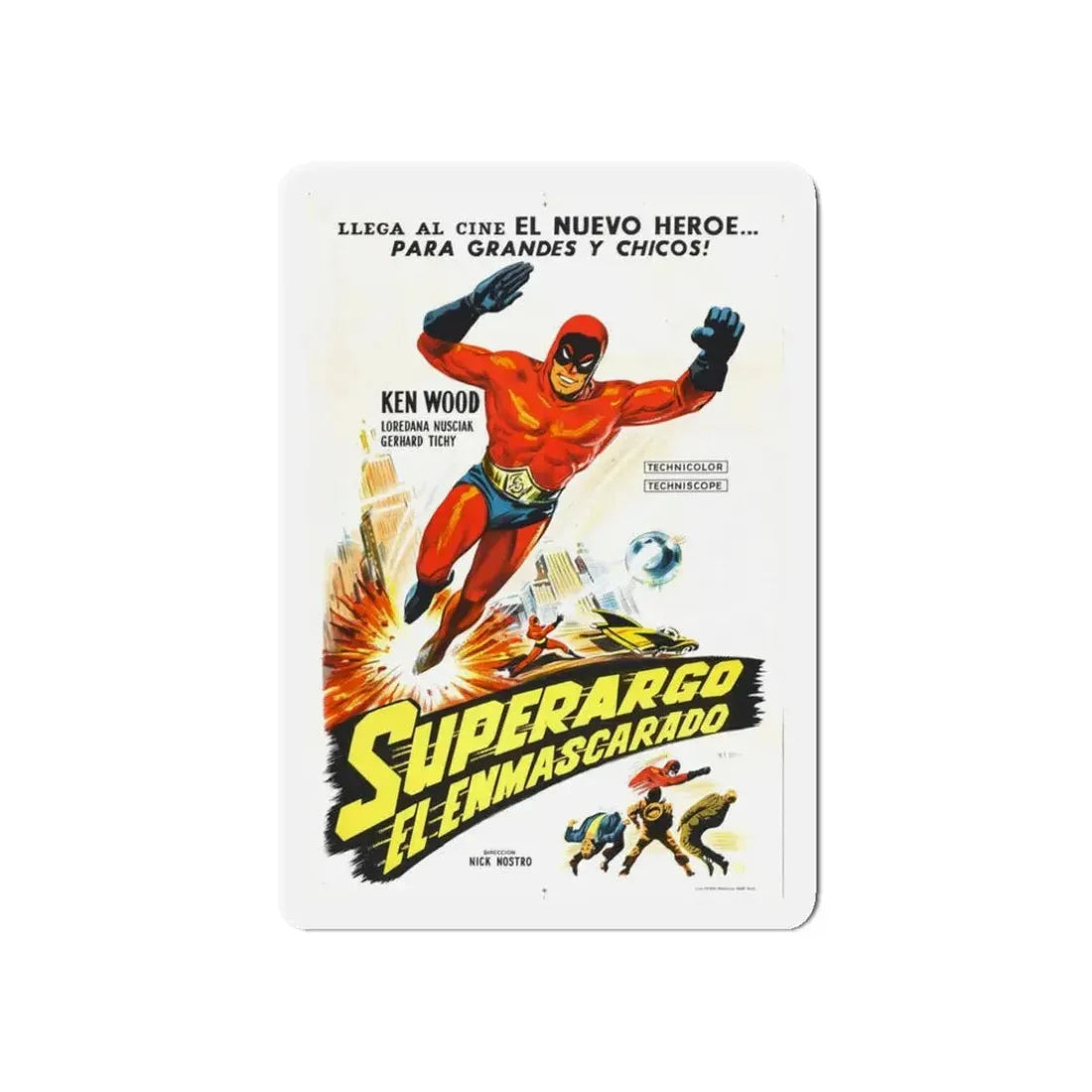 SUPERARGO VS DIABOLICUS (2) 1966 Movie Poster - Refrigerator Magnet 3 Inch Die-Cut - The Sticker Space