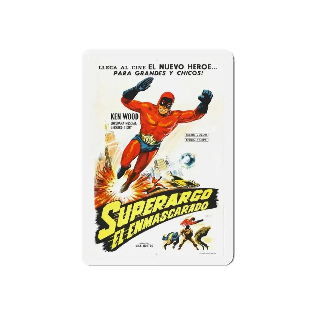 SUPERARGO VS DIABOLICUS (2) 1966 Movie Poster - Refrigerator Magnet 4 Inch Die-Cut - The Sticker Space