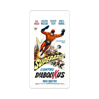 SUPERARGO VS DIABOLICUS (3) 1966 Movie Poster - STICKER Vinyl Kiss-Cut Decal 4 Inch White - The Sticker Space