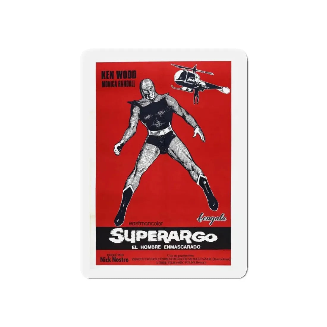 SUPERARGO VS DIABOLICUS (4) 1966 Movie Poster - Refrigerator Magnet 3 Inch Die-Cut - The Sticker Space