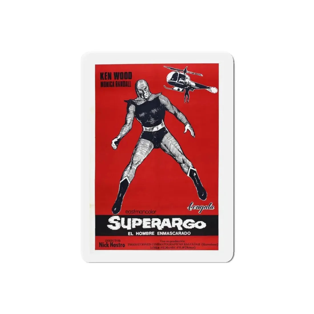 SUPERARGO VS DIABOLICUS (4) 1966 Movie Poster - Refrigerator Magnet 6 Inch Die-Cut - The Sticker Space
