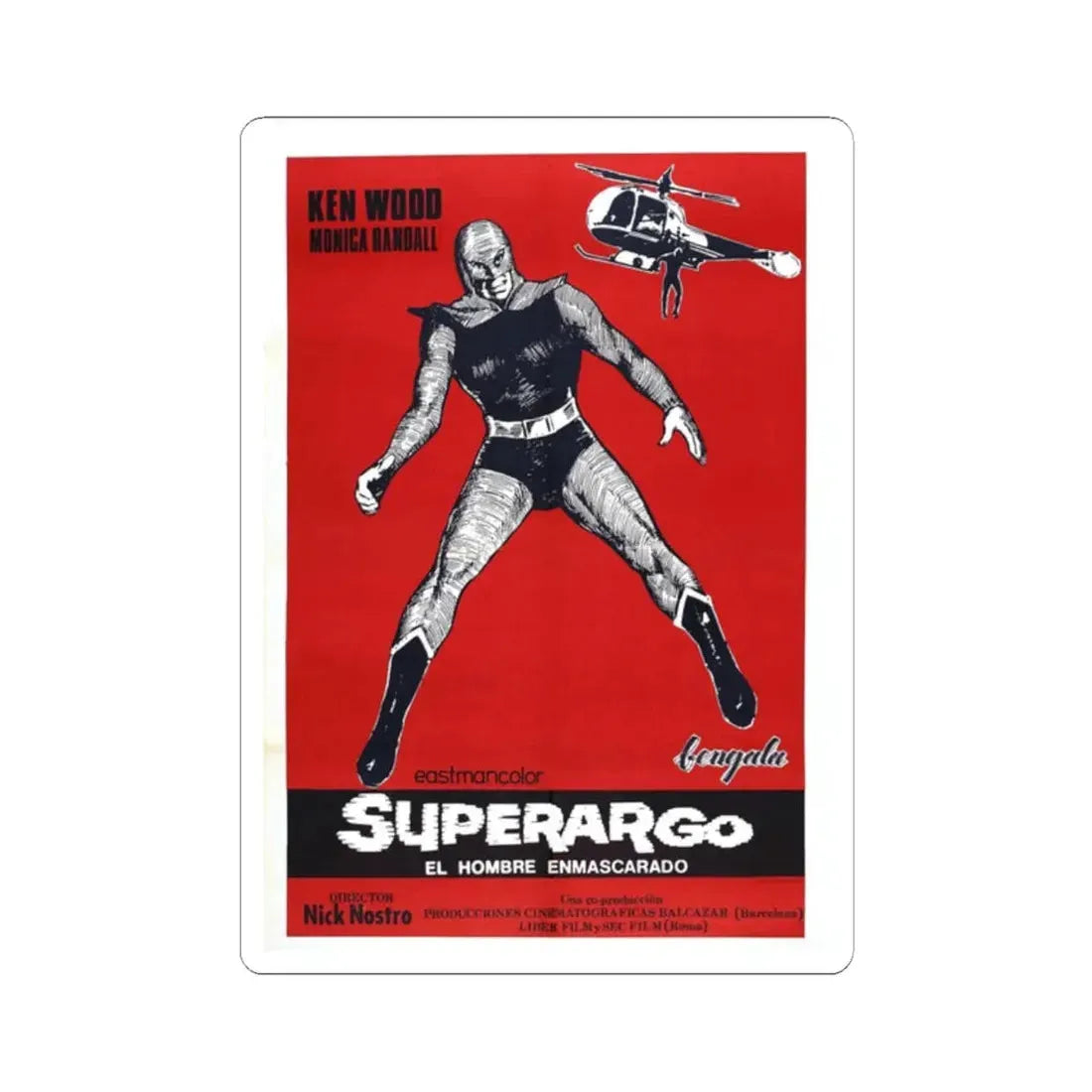 SUPERARGO VS DIABOLICUS (4) 1966 Movie Poster - STICKER Vinyl Kiss-Cut Decal 2 Inch White - The Sticker Space