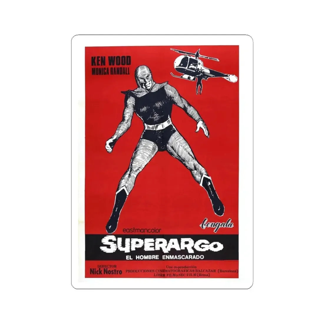 SUPERARGO VS DIABOLICUS (4) 1966 Movie Poster - STICKER Vinyl Kiss-Cut Decal 6 Inch White - The Sticker Space