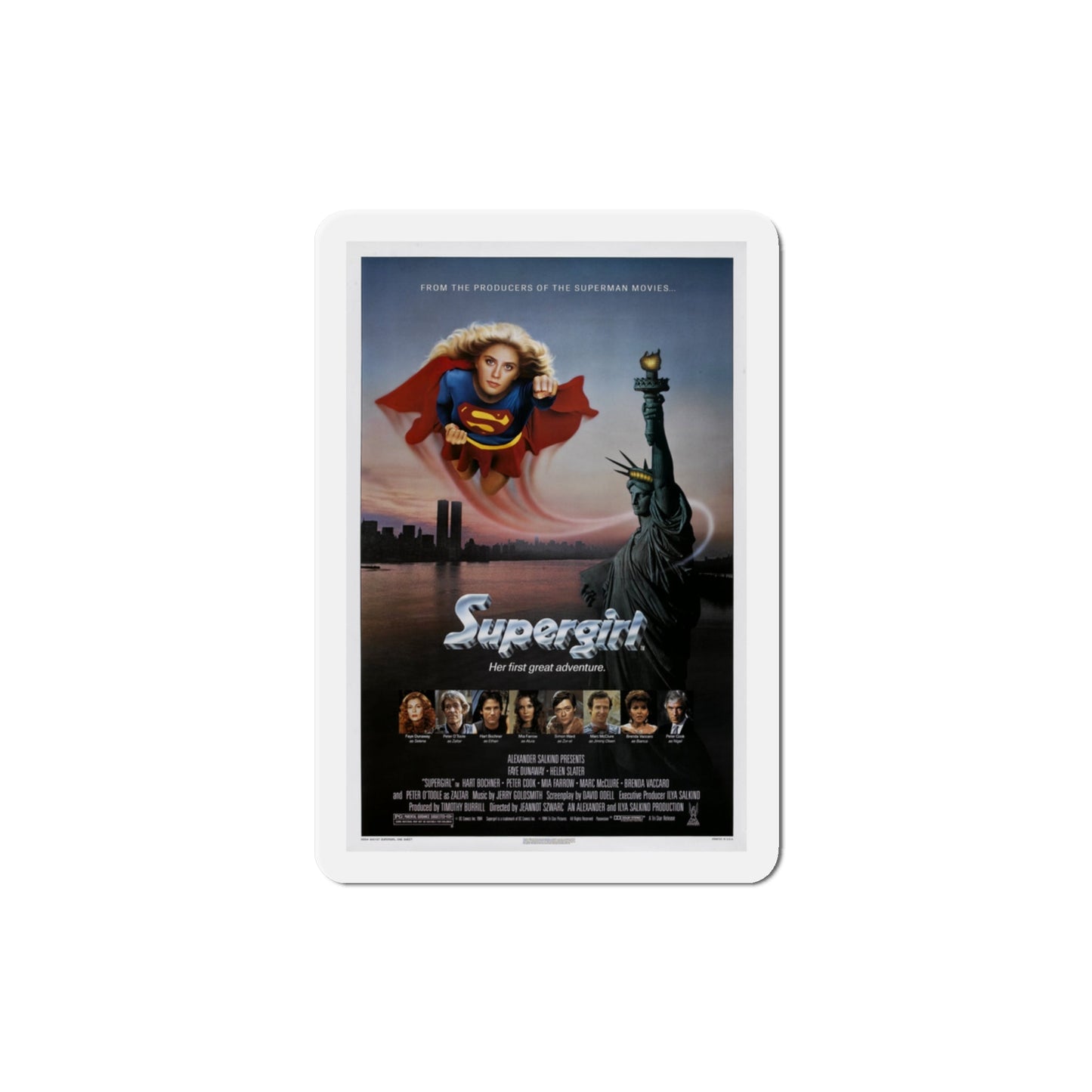 Supergirl 1984 Movie Poster Die-Cut Magnet-3" x 3"-The Sticker Space