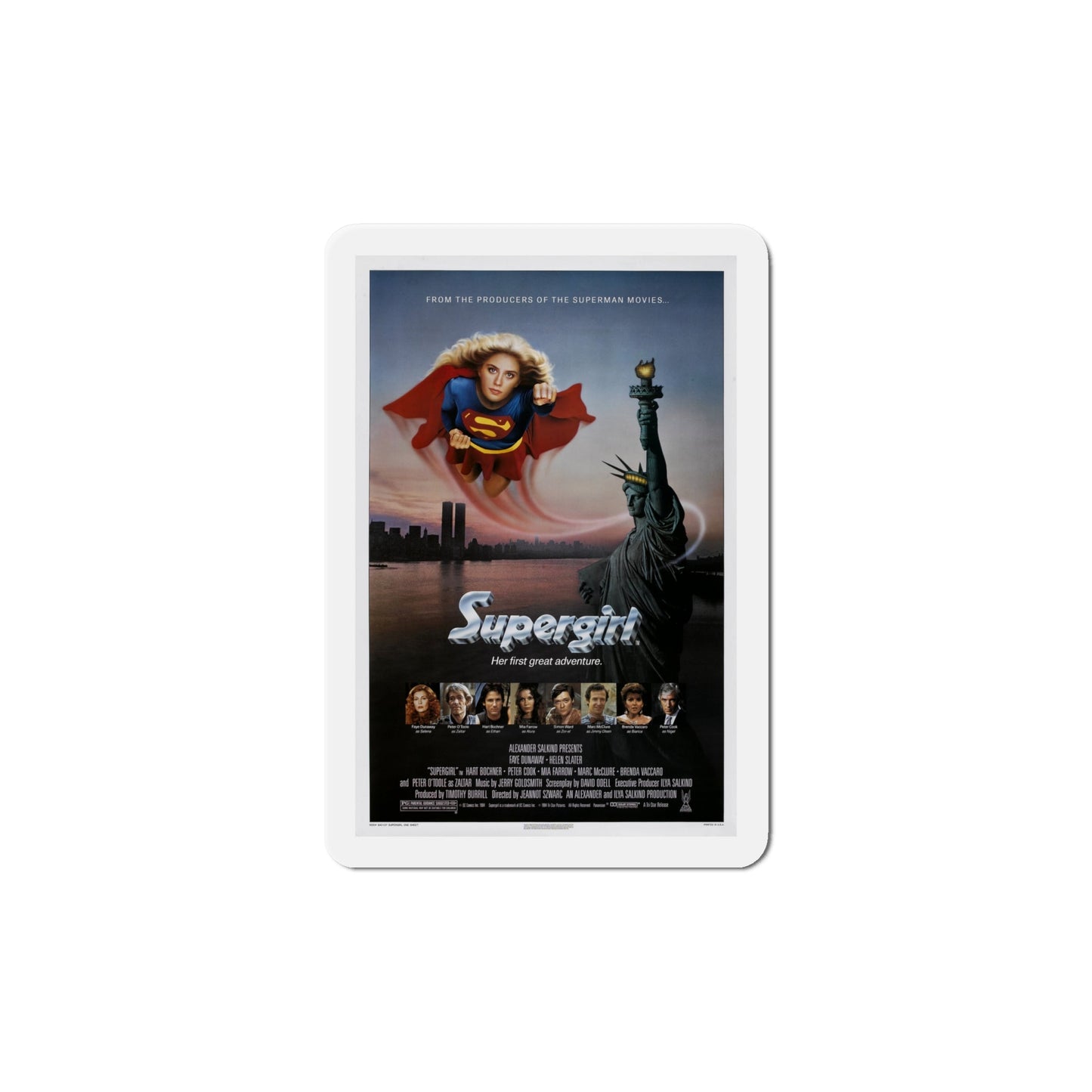 Supergirl 1984 Movie Poster Die-Cut Magnet-6 × 6"-The Sticker Space