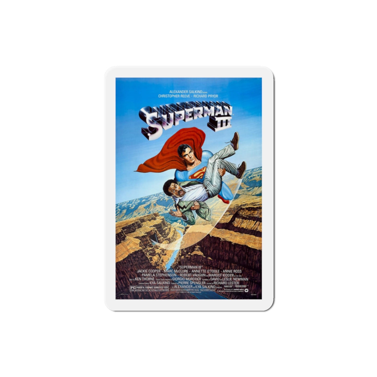 Superman III 1983 Movie Poster Die-Cut Magnet-2" x 2"-The Sticker Space