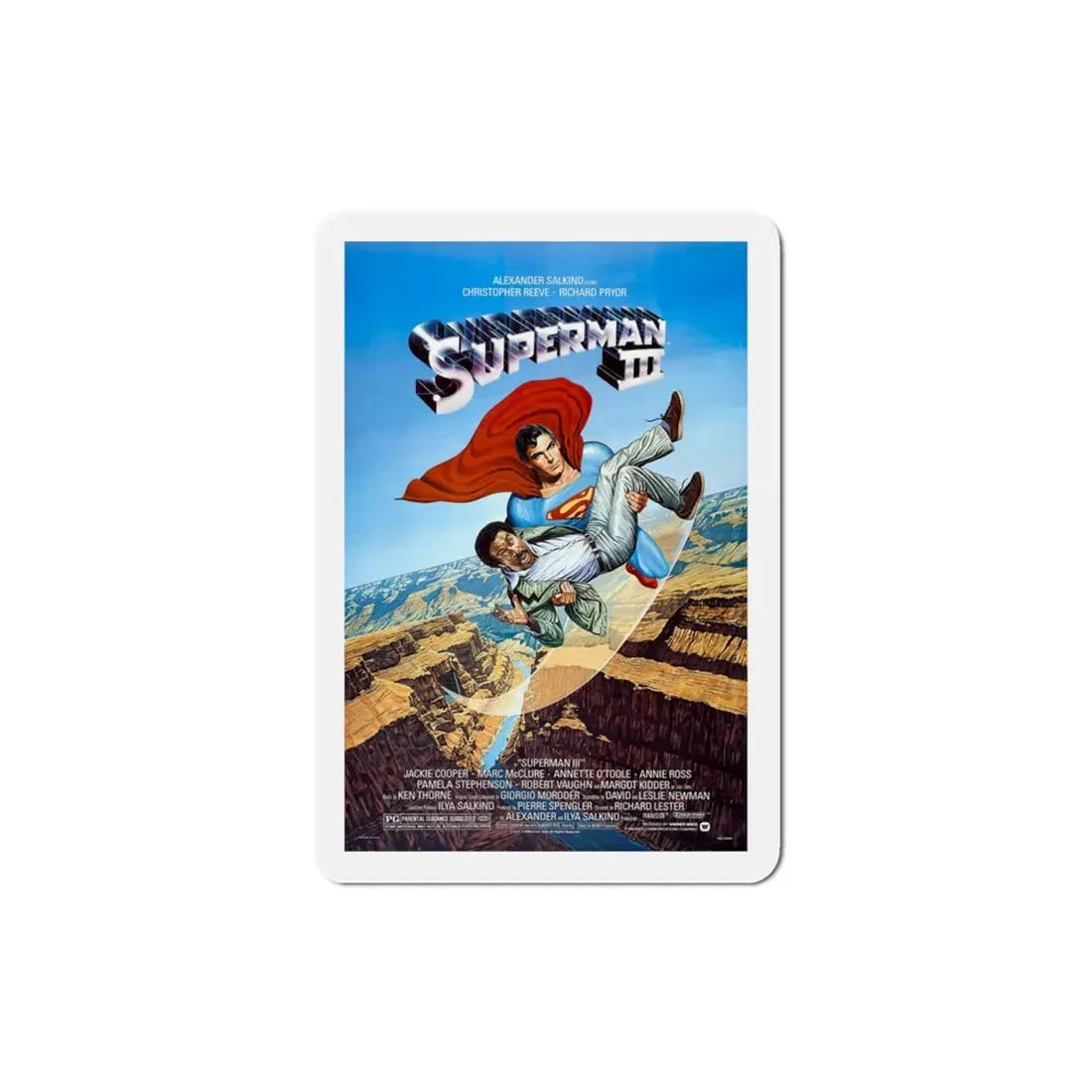 Superman III 1983 Movie Poster Refrigerator Magnet 3 Inch - The Sticker Space