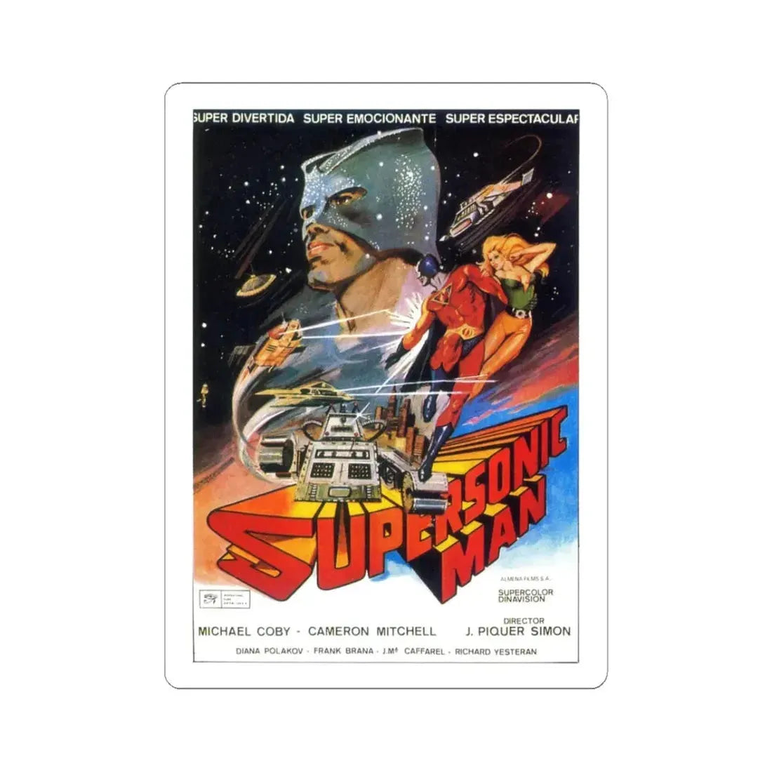 SUPERSONIC MAN 1979 Movie Poster - STICKER Vinyl Kiss-Cut Decal 3 Inch White - The Sticker Space