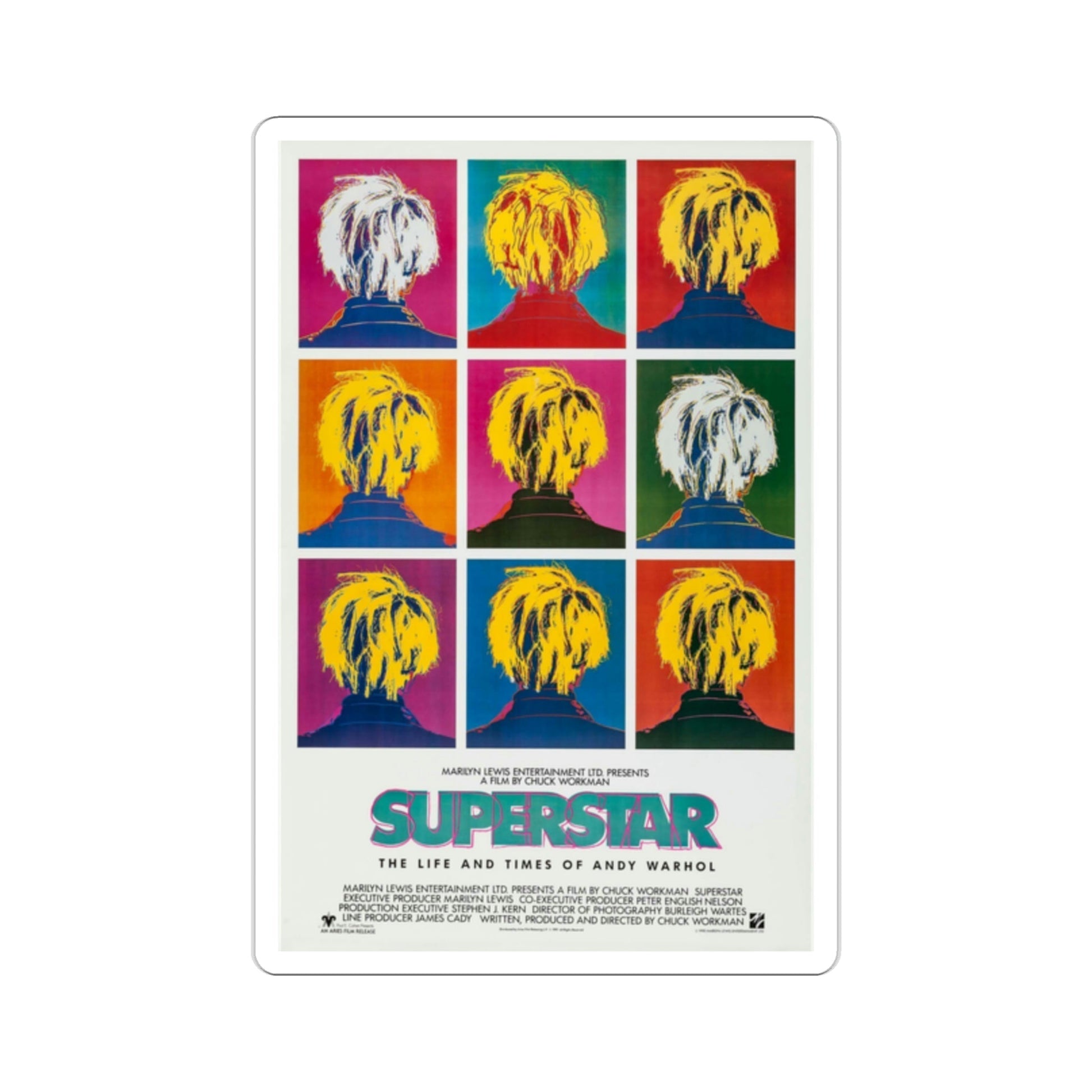 Superstar The Life and Times of Andy Warhol 1990 Movie Poster STICKER Vinyl Die-Cut Decal-2 Inch-The Sticker Space