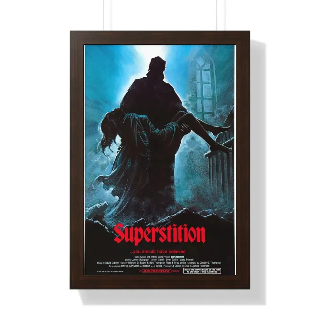 SUPERSTITION 1982 - Framed Movie Poster 16″ x 24″ Walnut - The Sticker Space