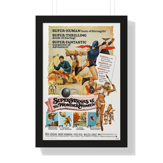 SUPERSTOOGES VS THE WONDER WOMEN (AMAZONS AGAINS SUPERMEN) 1974 - Framed Movie Poster-16″ x 24″-The Sticker Space