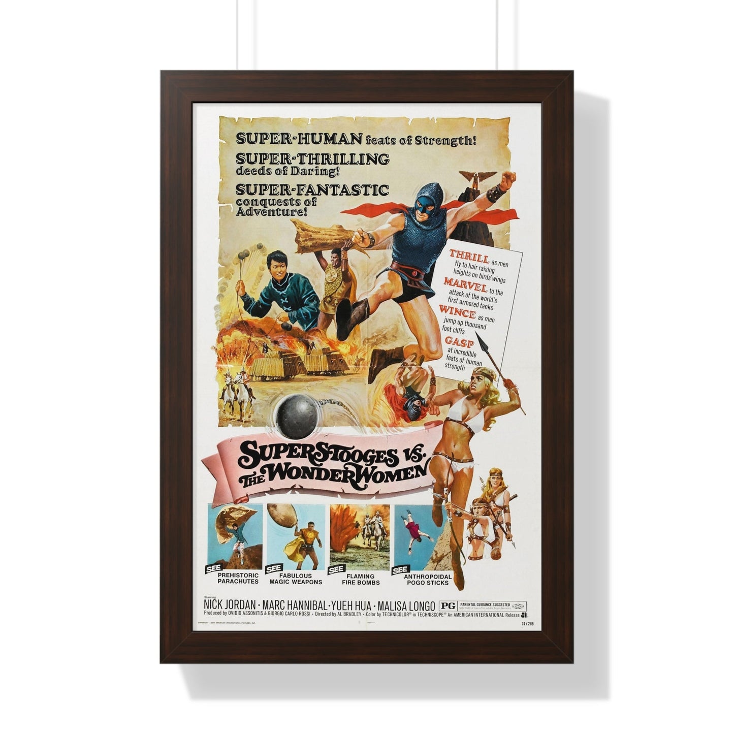 SUPERSTOOGES VS THE WONDER WOMEN (AMAZONS AGAINS SUPERMEN) 1974 - Framed Movie Poster-16″ x 24″-The Sticker Space