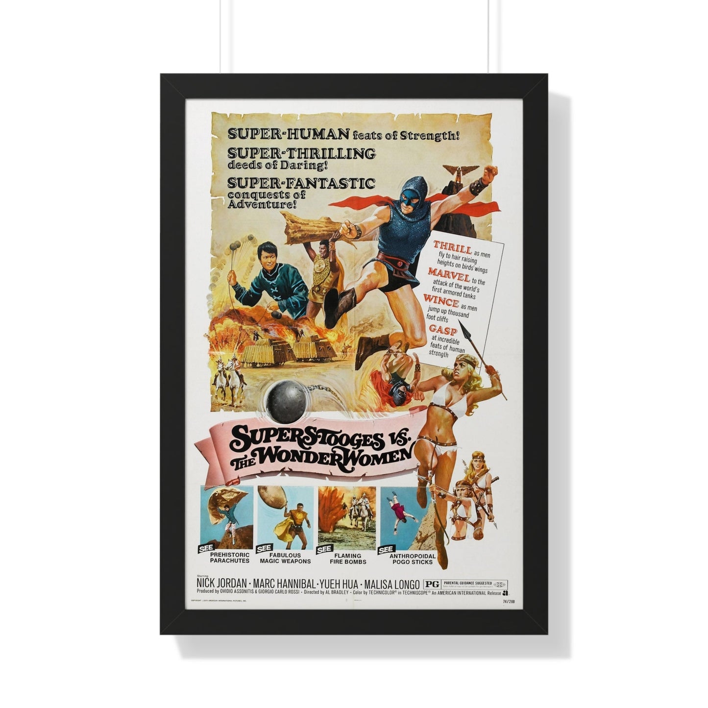 SUPERSTOOGES VS THE WONDER WOMEN (AMAZONS AGAINS SUPERMEN) 1974 - Framed Movie Poster-20" x 30"-The Sticker Space