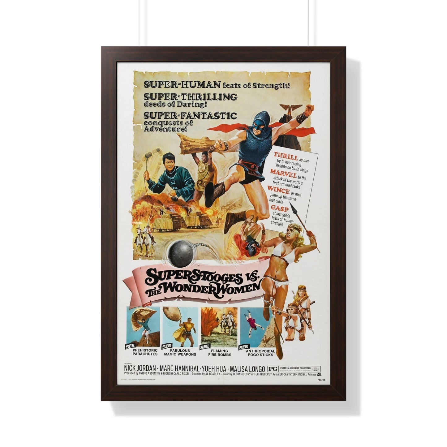 SUPERSTOOGES VS THE WONDER WOMEN (AMAZONS AGAINS SUPERMEN) 1974 - Framed Movie Poster-20" x 30"-The Sticker Space