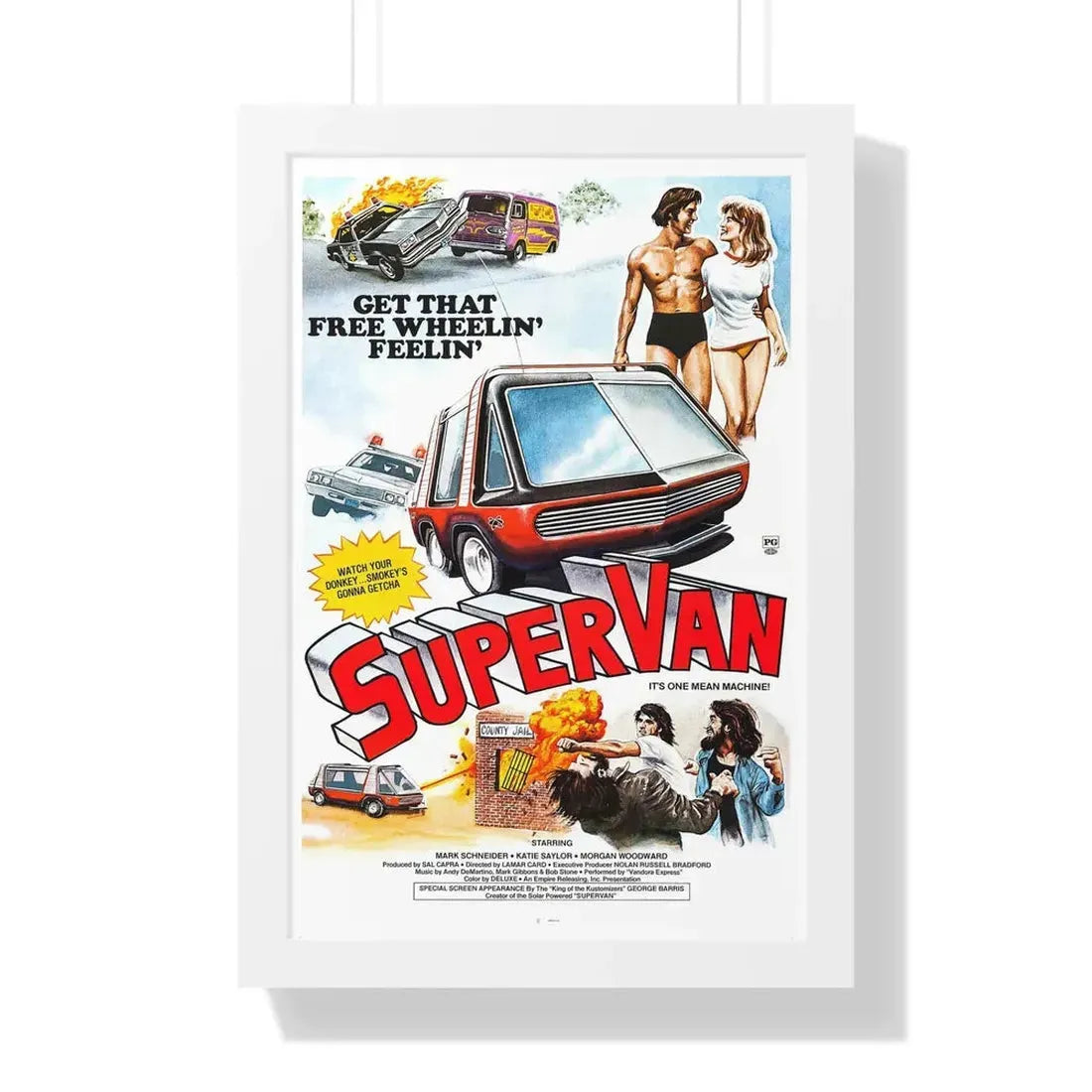 SUPERVAN 1977 - Framed Movie Poster 16″ x 24″ White - The Sticker Space