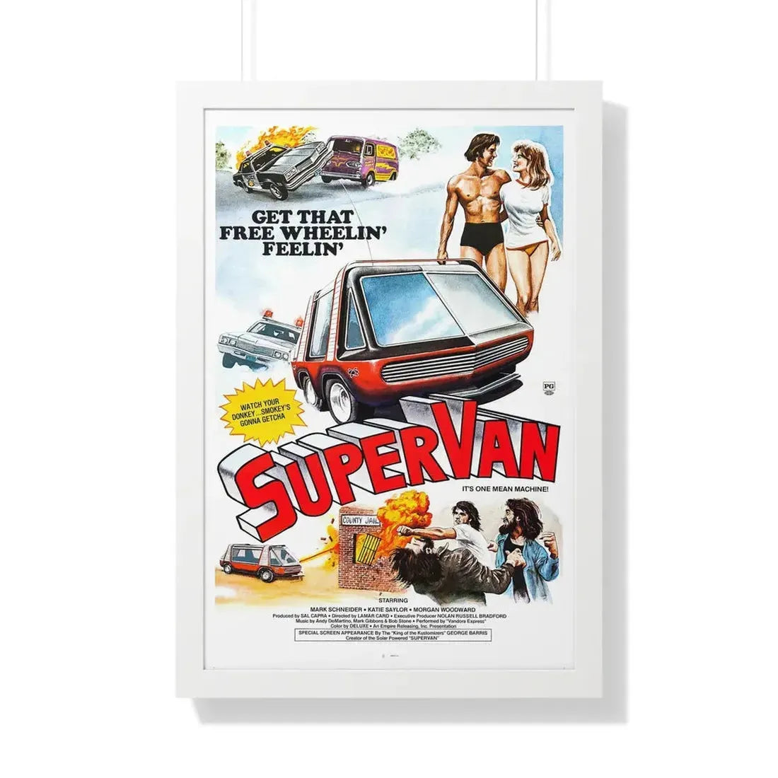 SUPERVAN 1977 - Framed Movie Poster 20" x 30" White - The Sticker Space