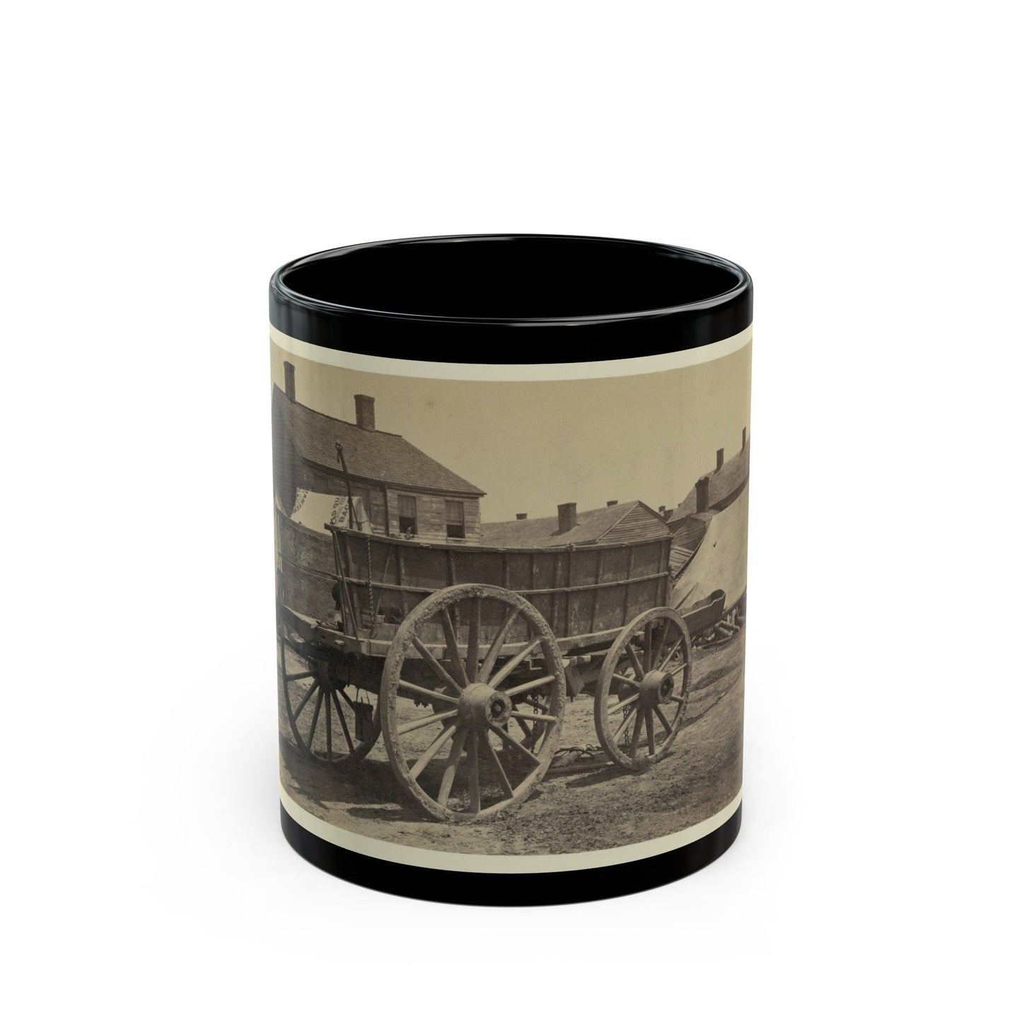 Supply Wagon, Probably In A Civil War Military Facility (U.S. Civil War) Black Coffee Mug-11oz-The Sticker Space