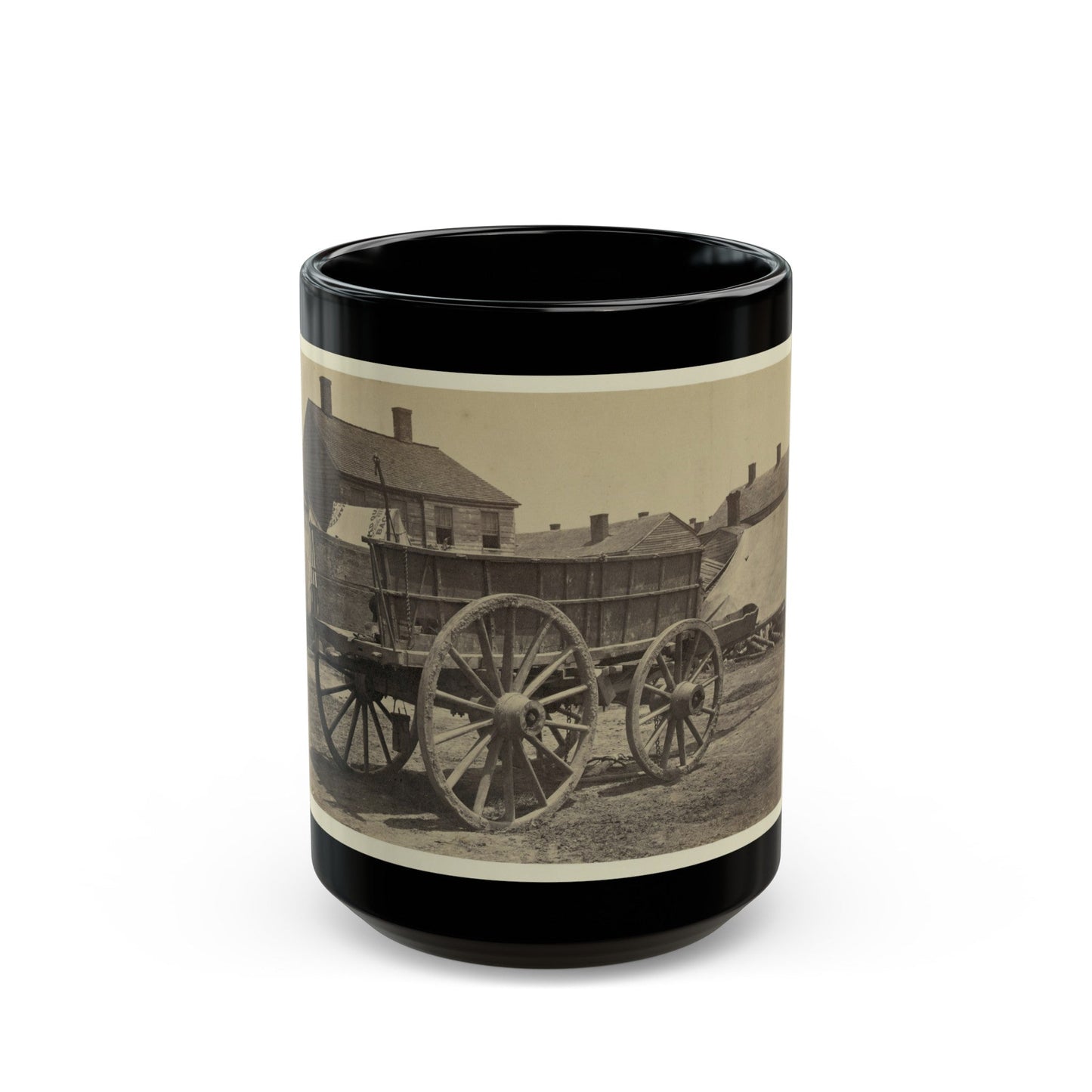 Supply Wagon, Probably In A Civil War Military Facility (U.S. Civil War) Black Coffee Mug-15oz-The Sticker Space