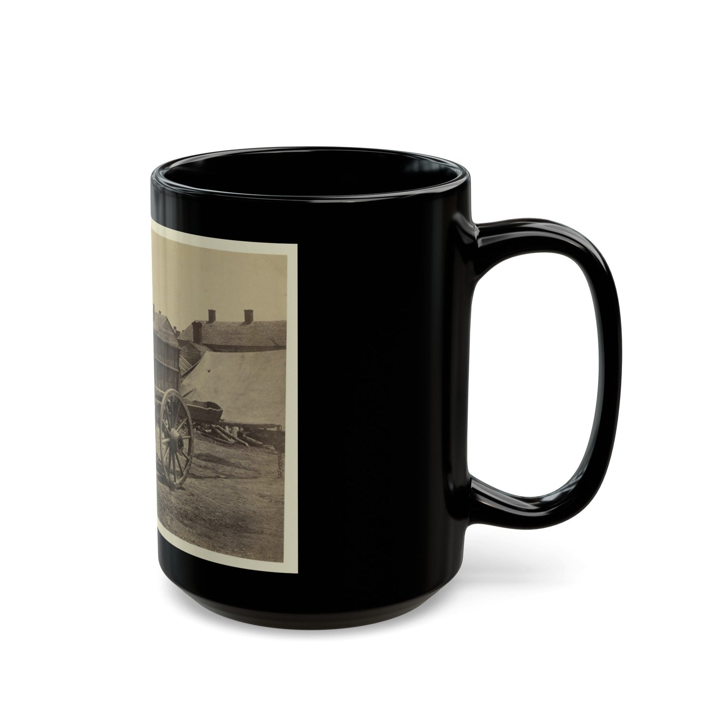 Supply Wagon, Probably In A Civil War Military Facility (U.S. Civil War) Black Coffee Mug-The Sticker Space