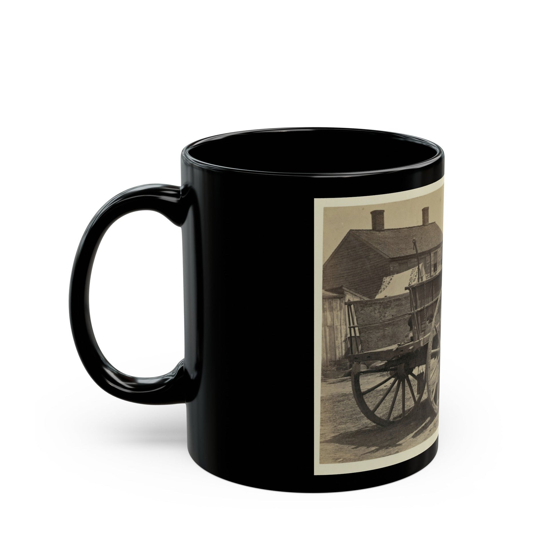 Supply Wagon, Probably In A Civil War Military Facility (U.S. Civil War) Black Coffee Mug-The Sticker Space