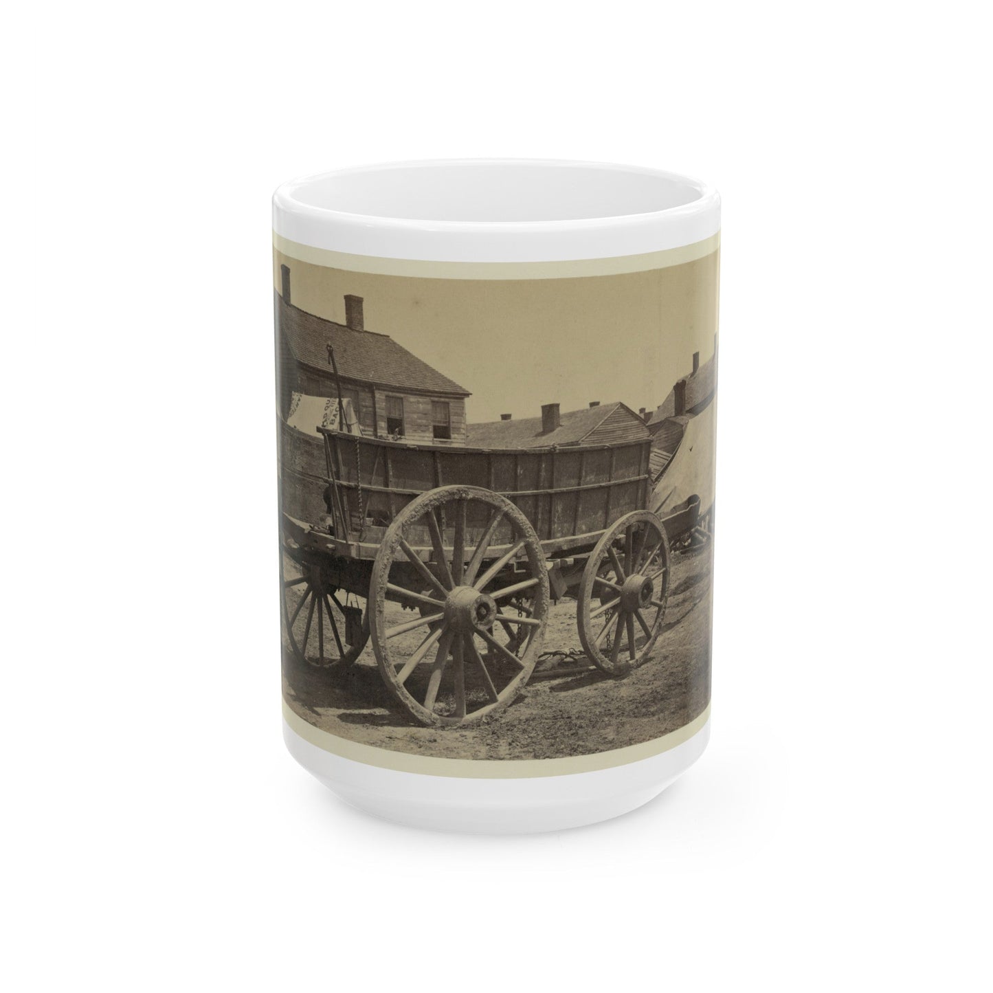 Supply Wagon, Probably In A Civil War Military Facility (U.S. Civil War) White Coffee Mug-15oz-The Sticker Space