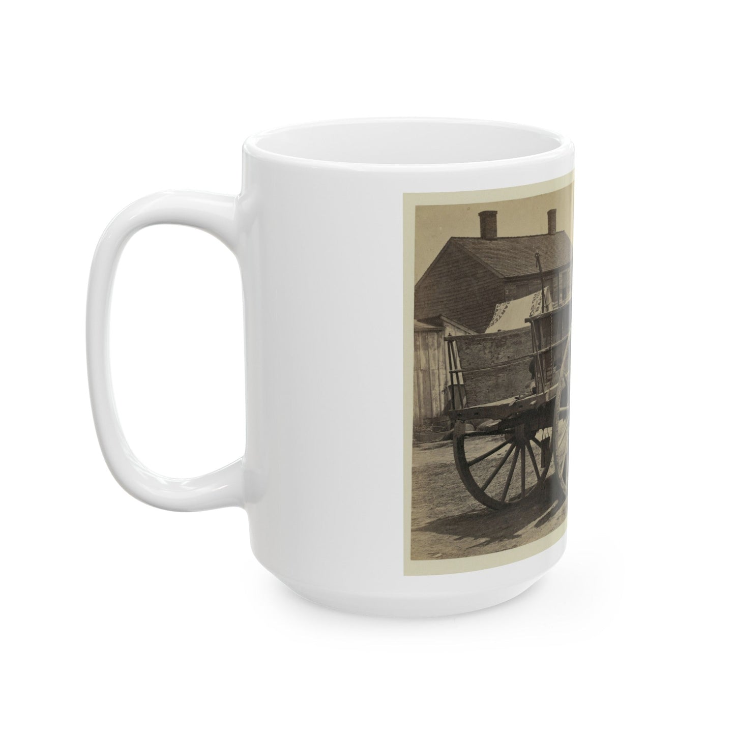 Supply Wagon, Probably In A Civil War Military Facility (U.S. Civil War) White Coffee Mug-The Sticker Space