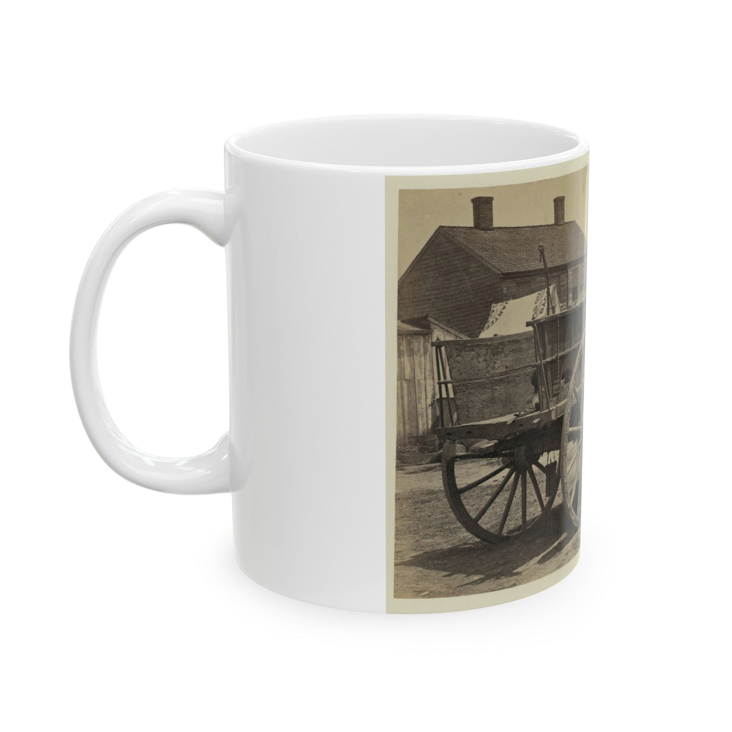 Supply Wagon, Probably In A Civil War Military Facility (U.S. Civil War) White Coffee Mug-The Sticker Space