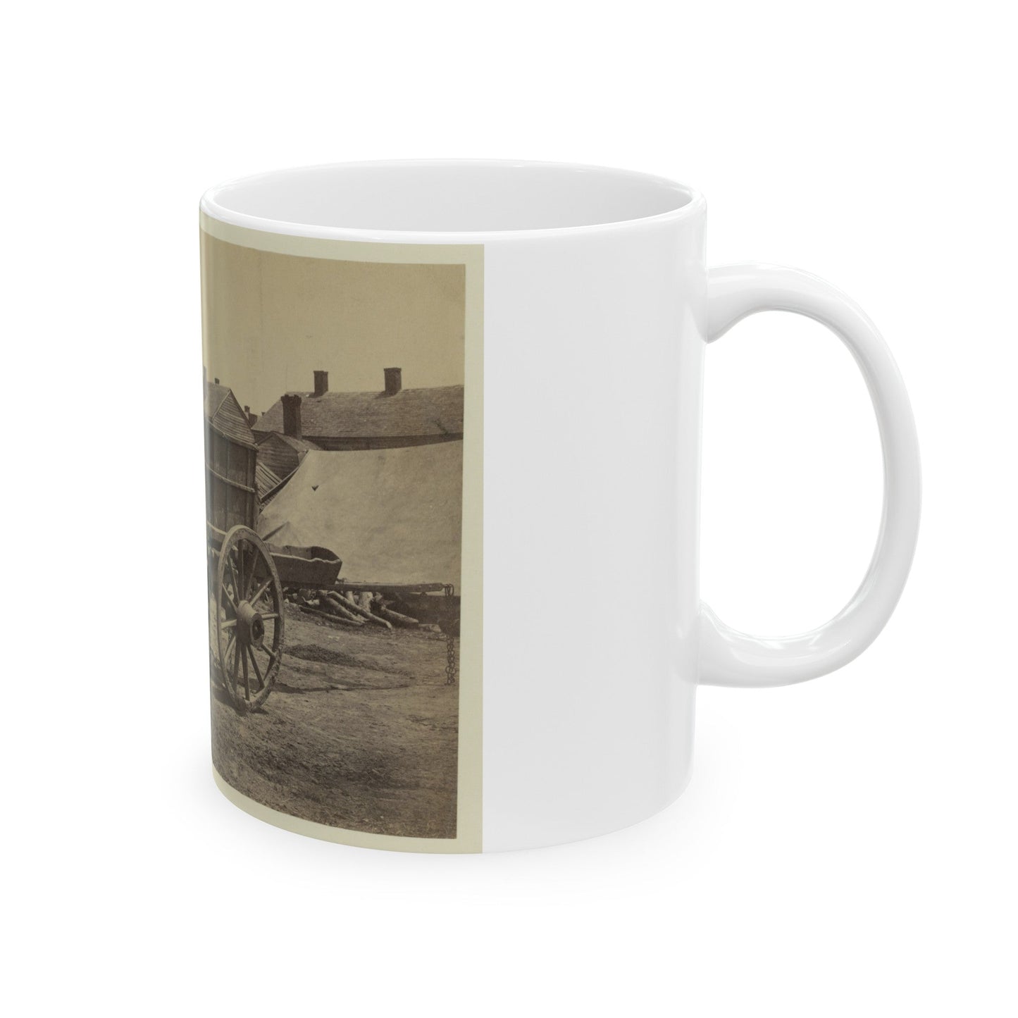 Supply Wagon, Probably In A Civil War Military Facility (U.S. Civil War) White Coffee Mug-The Sticker Space