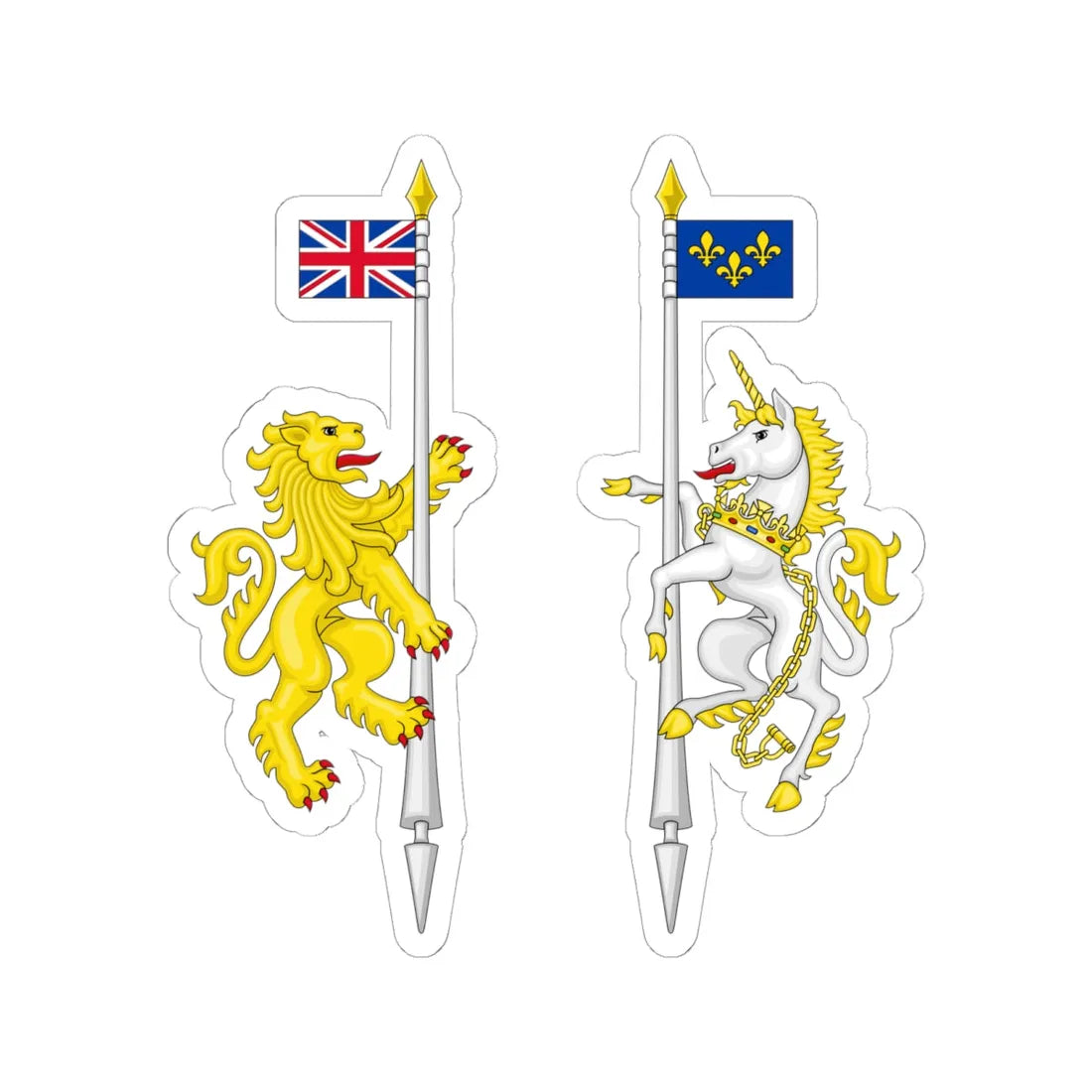 Supporters from the coat of arms of Canada - STICKER Vinyl Kiss-Cut Decal 6 Inch White - The Sticker Space