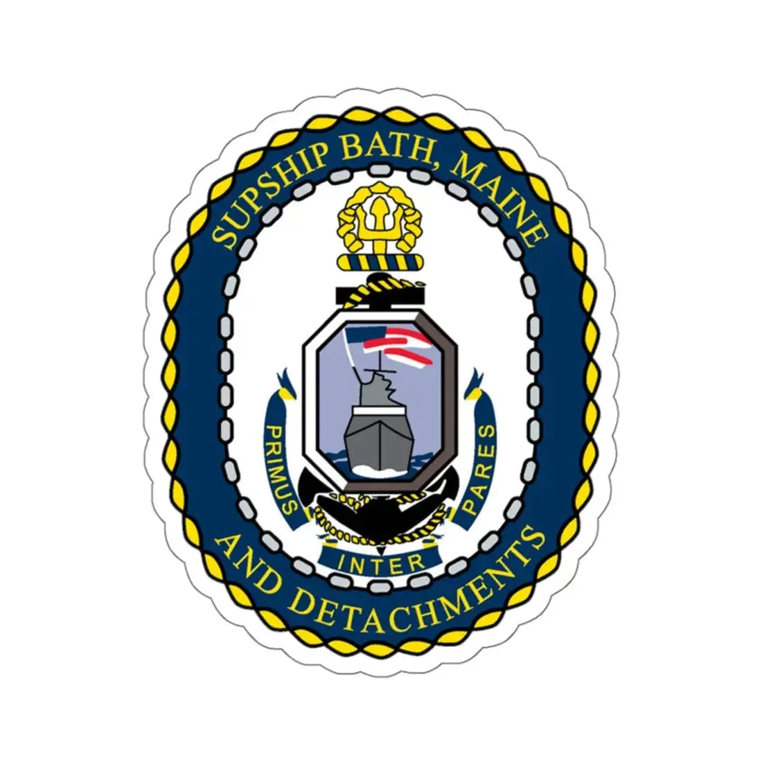SUPSHIP Bath ME Detach (U.S. Navy) STICKER Vinyl Kiss-Cut Decal 4 Inch White - The Sticker Space