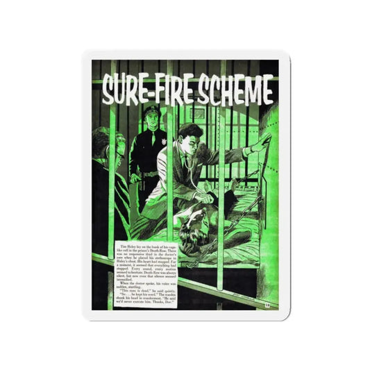 Sure-Fire Scheme, Terror Illustrated, December 1955 (Magazine Illustration) Refrigerator Magnet 2 Inch Die-Cut - The Sticker Space