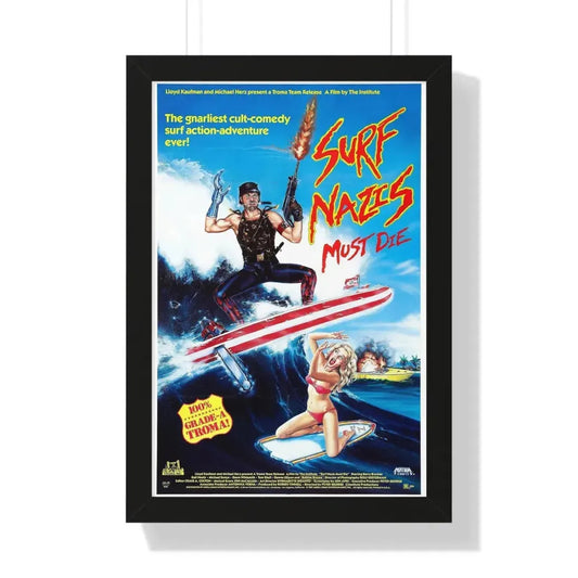 SURF NAZI'S MUST DIE 1987 - Framed Movie Poster 16″ x 24″ Black - The Sticker Space