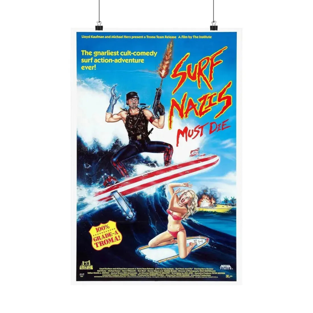 SURF NAZI'S MUST DIE 1987 - Paper Movie Poster 16″ x 24″ Matte - The Sticker Space