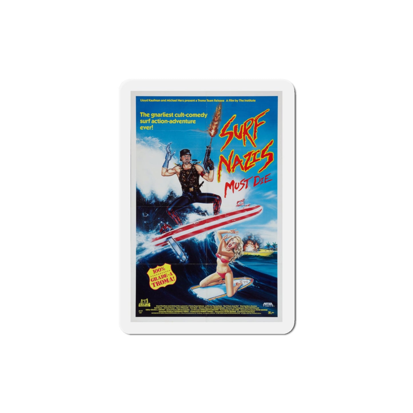 Surf Nazis Must Die 1987 Movie Poster Die-Cut Magnet-3" x 3"-The Sticker Space