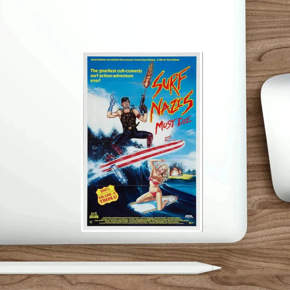 Surf Nazis Must Die 1987 Movie Poster STICKER Vinyl Die-Cut Decal - The Sticker Space
