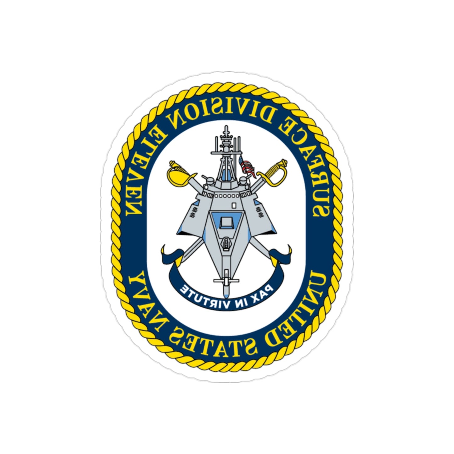 Surface DIV 11 USN (U.S. Navy) REVERSE PRINT Transparent STICKER-2" × 2"-The Sticker Space