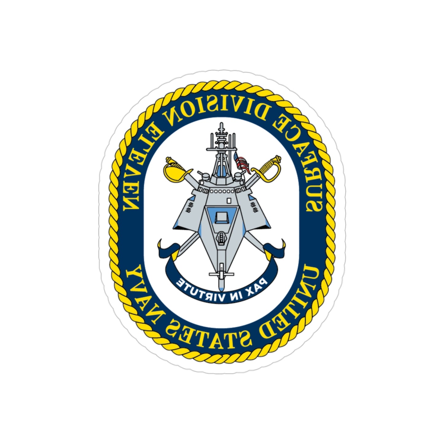 Surface DIV 11 USN (U.S. Navy) REVERSE PRINT Transparent STICKER-3" × 3"-The Sticker Space