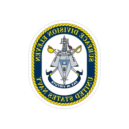 Surface DIV 11 USN (U.S. Navy) REVERSE PRINT Transparent Die-Cut STICKER 4 Inch Die-Cut Transparent - The Sticker Space