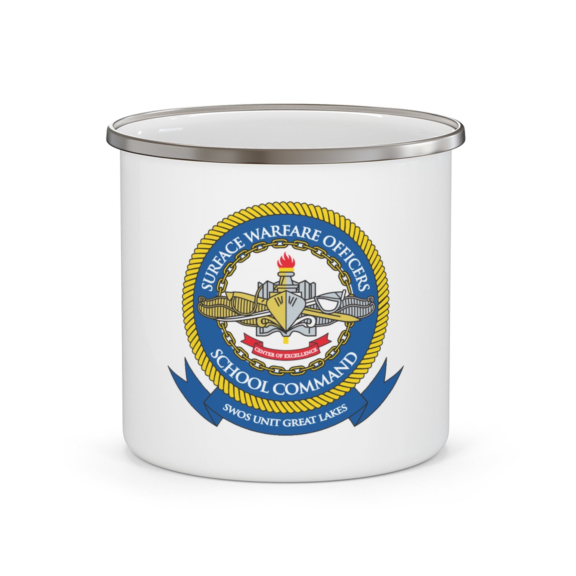 Surface Warfare Officer School Command Great Lakes (U.S. Navy) Enamel Mug 12oz-12oz-The Sticker Space