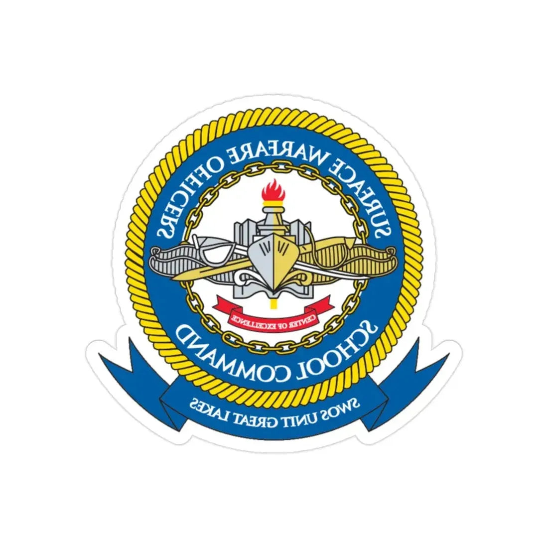 Surface Warfare Officer School Command Great Lakes (U.S. Navy) REVERSE PRINT Transparent Die-Cut STICKER 2 Inch Die-Cut Transparent - The Sticker Space