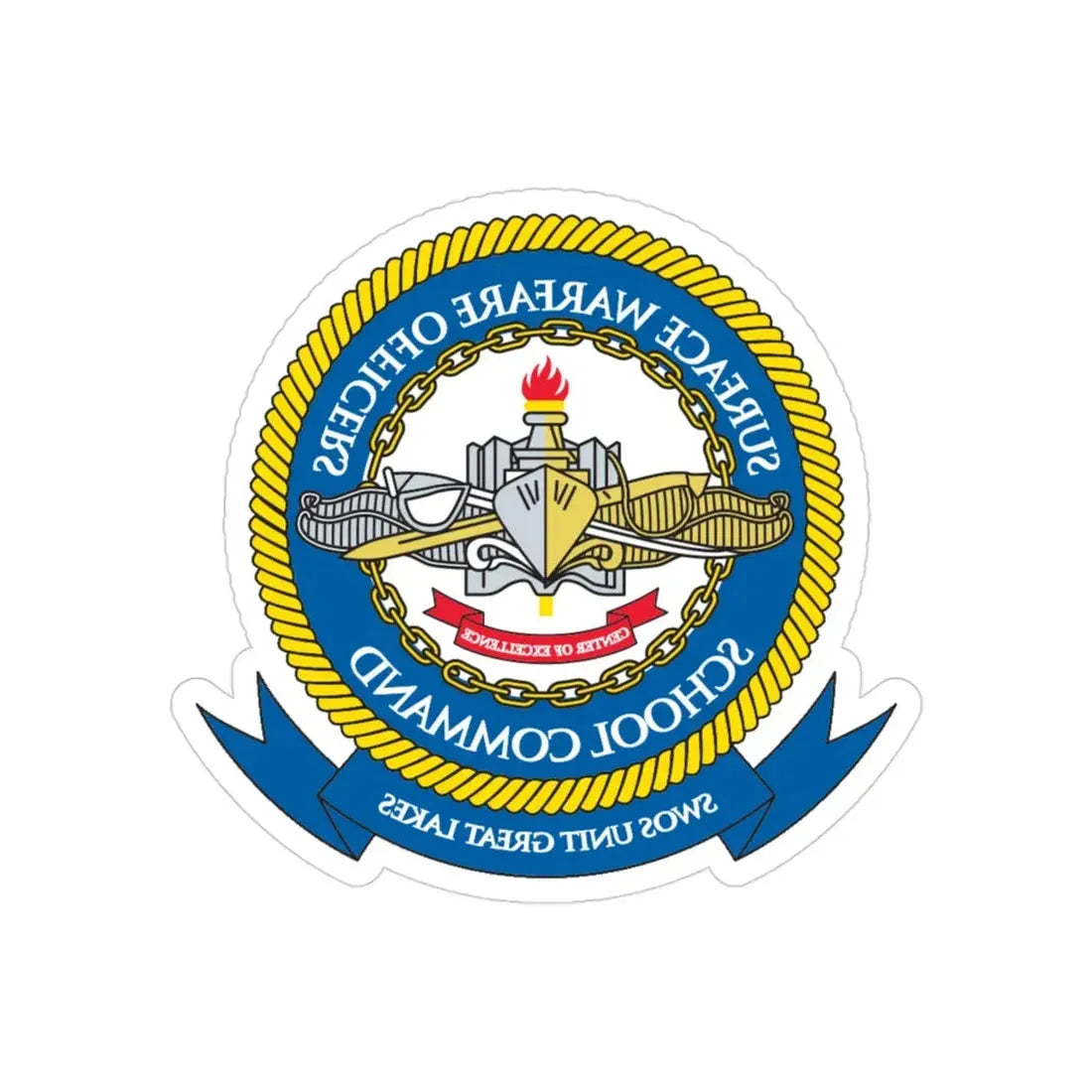 Surface Warfare Officer School Command Great Lakes (U.S. Navy) REVERSE PRINT Transparent Die-Cut STICKER 3 Inch Die-Cut Transparent - The Sticker Space