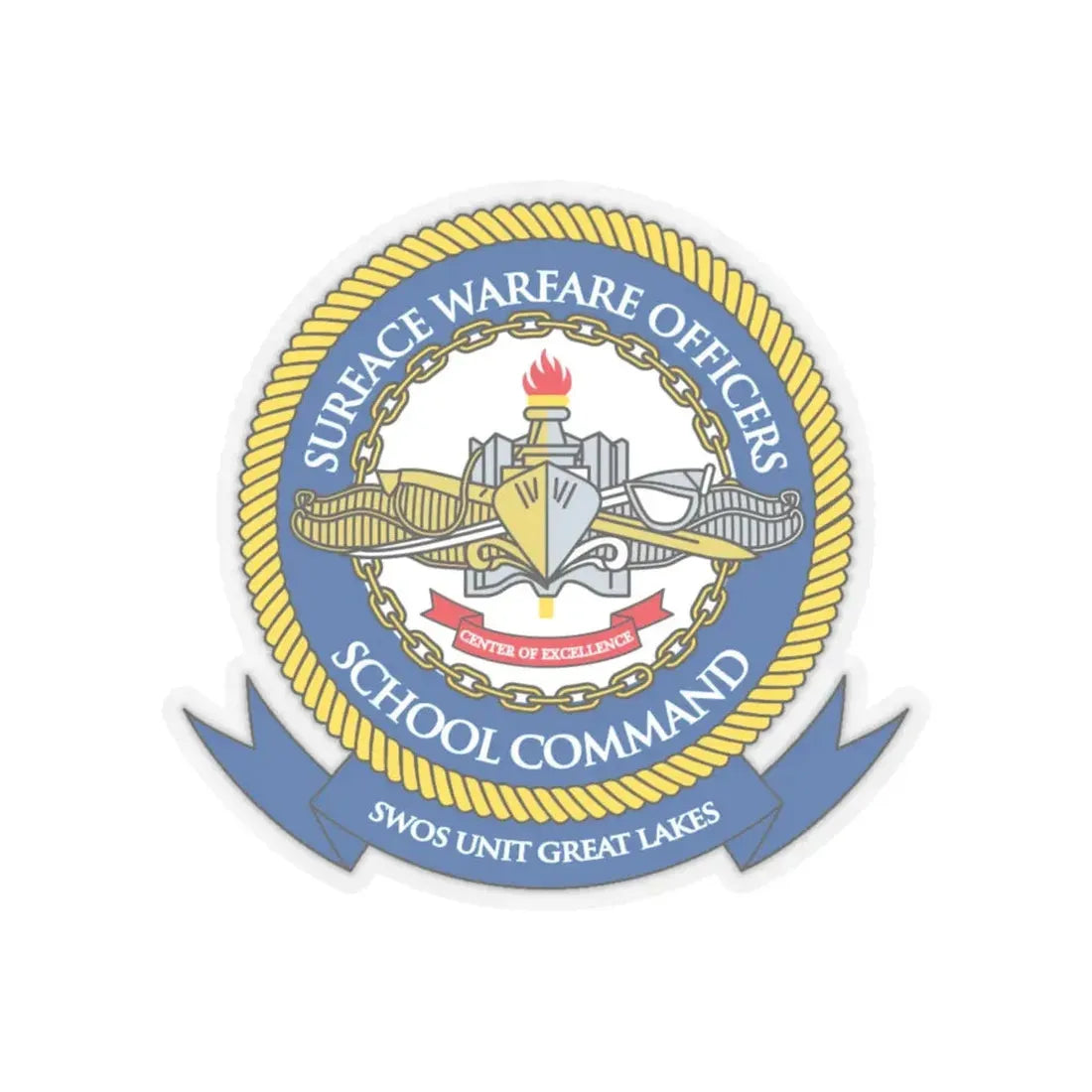 Surface Warfare Officer School Command Great Lakes (U.S. Navy) STICKER Vinyl Kiss-Cut Decal 6 Inch Transparent - The Sticker Space