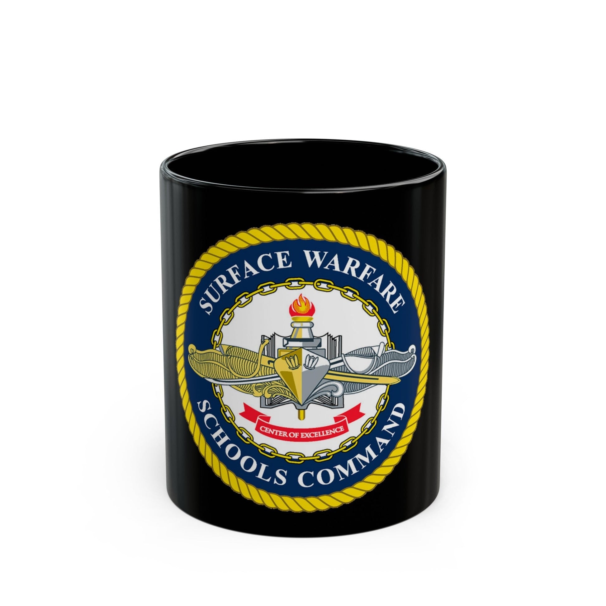 Surface Warfare Schools Command (U.S. Navy) Black Coffee Mug-11oz-The Sticker Space