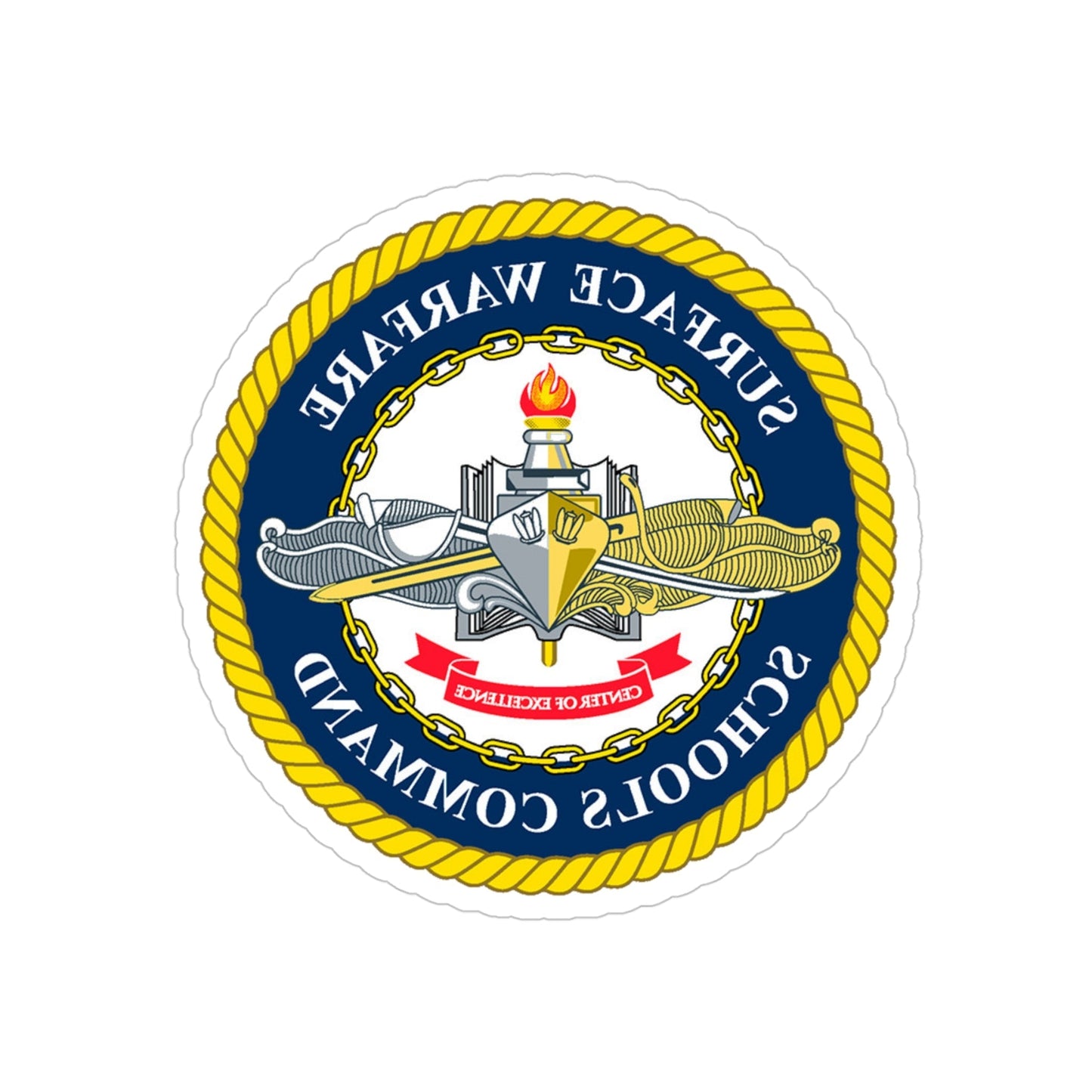 Surface Warfare Schools Command (U.S. Navy) REVERSE PRINT Transparent STICKER-4 Inch-The Sticker Space