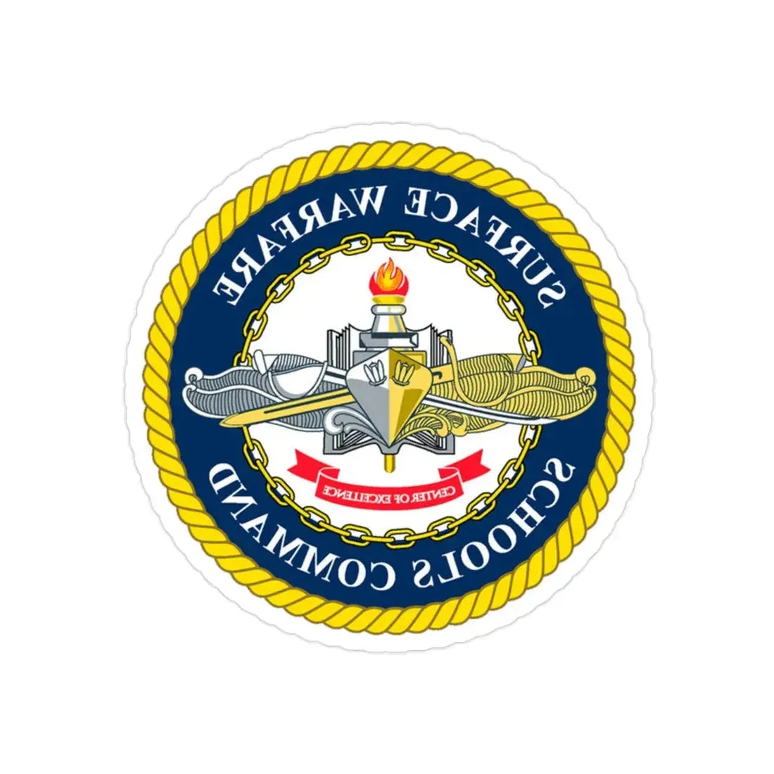 Surface Warfare Schools Command (U.S. Navy) REVERSE PRINT Transparent Die-Cut STICKER 2 Inch Die-Cut Transparent - The Sticker Space