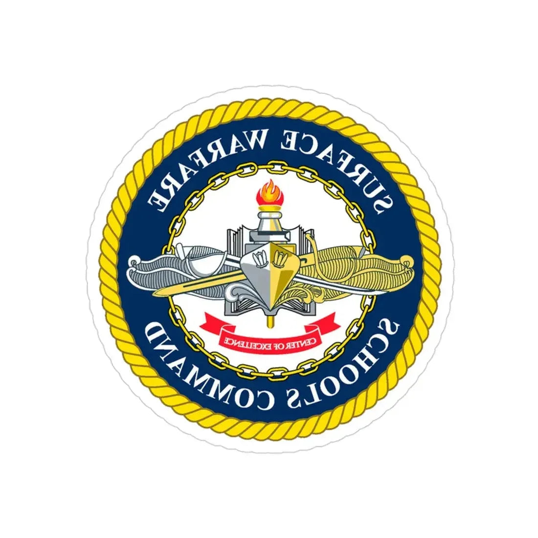 Surface Warfare Schools Command (U.S. Navy) REVERSE PRINT Transparent Die-Cut STICKER 3 Inch Die-Cut Transparent - The Sticker Space
