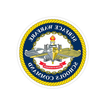 Surface Warfare Schools Command (U.S. Navy) REVERSE PRINT Transparent Die-Cut STICKER 3 Inch Die-Cut Transparent - The Sticker Space