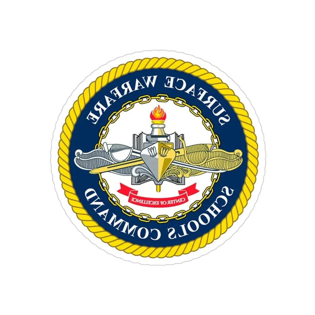 Surface Warfare Schools Command (U.S. Navy) REVERSE PRINT Transparent Die-Cut STICKER 4 Inch Die-Cut Transparent - The Sticker Space