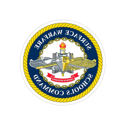 Surface Warfare Schools Command (U.S. Navy) REVERSE PRINT Transparent Die-Cut STICKER 5 Inch Die-Cut Transparent - The Sticker Space